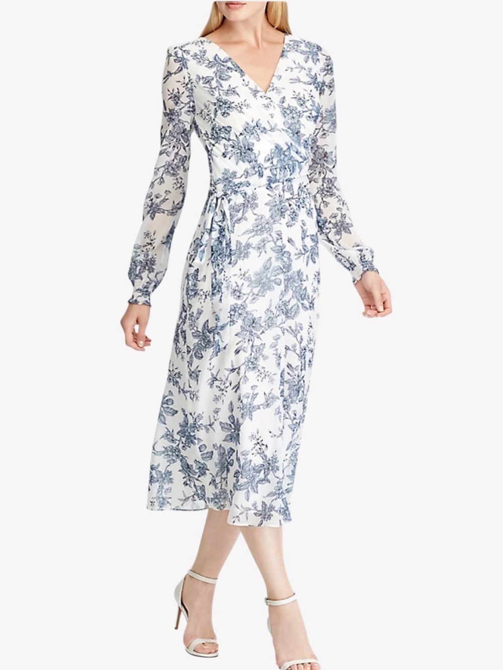 NWT LRL Belted Floral Georgette Midi Dress Size 10 FLAW